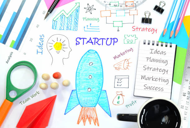 Concept of creating startup with creative ideas planning, strategy and marketing.