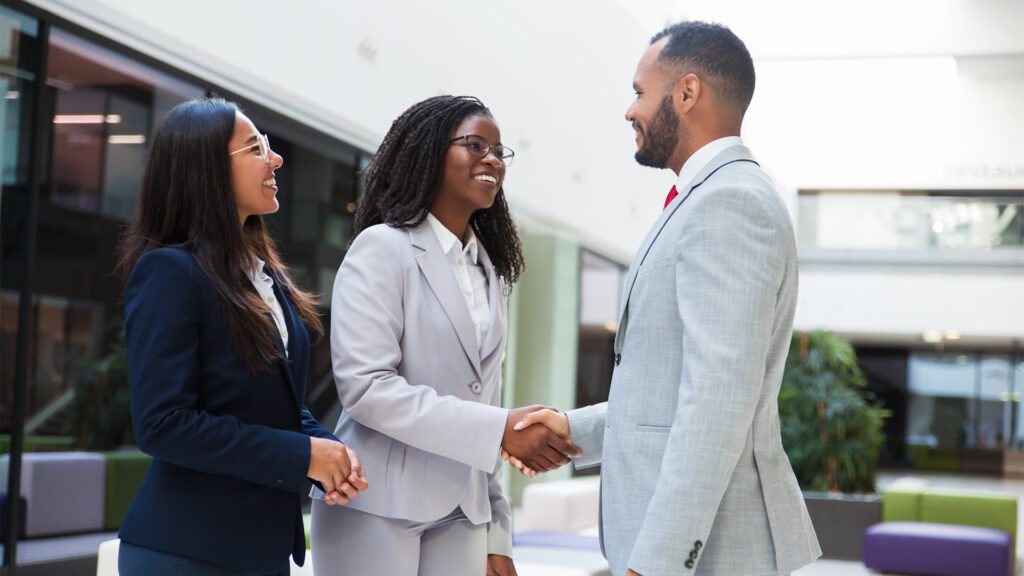 Handshake between businesspeople. Doing business in Ghana concept